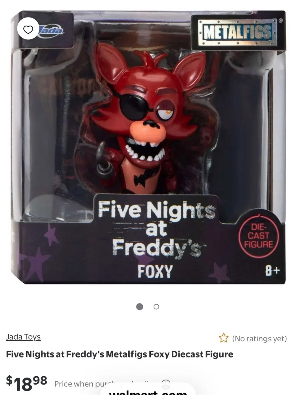 🆕 Jada MetalFigs Five Nights at Freddy's Foxy Figure - Copper/Black